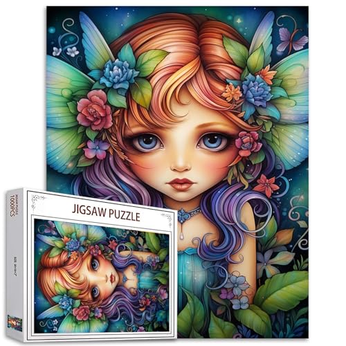Tucocoo Fairy Little Girl Puzzle 1000 Teile Puzzle für Erwachsene, abstrakte Blumenblatt-Kunstpuzzles für anspruchsvolle Familienaktivitäten, 70 x 50 cm, DIY-Puzzle für Heimdekoration, Geschenke Tucocoo Fairy Little Girl Puzzle 1000 Teile Puzzle für Erwachsene, abstrakte Blumenblatt-Kunstpuzzles für anspruchsvolle Familienaktivitäten, 70 x 50 cm, DIY-Puzzle für Heimdekoration, Geschenke von Tucocoo