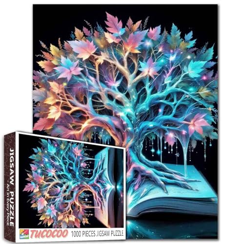 Tucocoo Fantasy Tree Growing 1000 Teile Puzzle für Erwachsene Buch mit leuchtenden Blättern - Mystisches verträumtes Kunstpuzzle für Entspannung, Meditation, Achtsamkeit, Familienspiele Home Wall Tucocoo Fantasy Tree Growing 1000 Teile Puzzle für Erwachsene Buch mit leuchtenden Blättern - Mystisches verträumtes Kunstpuzzle für Entspannung, Meditation, Achtsamkeit, Familienspiele Home Wall von Tucocoo
