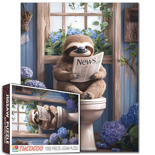 Tucocoo Faultier sitzt auf Toilette, 1000 Teile, Tierhortensien Puzzle für Erwachsene, rustikale Kunst, DIY, Basteln, Puzzles für Heimdekoration, Geschenke, herausfordernde Familienspiele, Puzzle Tucocoo Faultier sitzt auf Toilette, 1000 Teile, Tierhortensien Puzzle für Erwachsene, rustikale Kunst, DIY, Basteln, Puzzles für Heimdekoration, Geschenke, herausfordernde Familienspiele, Puzzle von Tucocoo