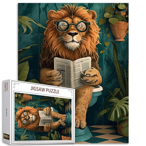Tucocoo Funny Lion Bathroom Jigsaw Puzzle 1000 Pieces Puzzles for Adults,Tropical Jungle Lions Jigsaw Puzzles for Challenging Family Activity Games DIY Puzzle for Home Wall Decor Gifts - 20 x 27 Inche von Tucocoo