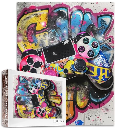 Tucocoo Gamer-Pop-Art-Puzzle, 1000 Teile, Puzzles für Erwachsene, Gaming-Controller, Straßenkunst-Puzzles für anspruchsvolle Familienaktivitäten, buntes DIY-Handarbeitspuzzle für Heimdekoration, Tucocoo Gamer-Pop-Art-Puzzle, 1000 Teile, Puzzles für Erwachsene, Gaming-Controller, Straßenkunst-Puzzles für anspruchsvolle Familienaktivitäten, buntes DIY-Handarbeitspuzzle für Heimdekoration, von Tucocoo