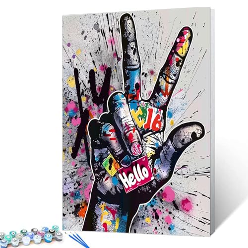 Tucocoo Graffiti-Ölgemälde mit den Zahlen "Two Fingers Means Number Six", DIY-Ölgemälde nach Zahlen für Erwachsene, Wanddekoration, Geschenk, 40,6 x 50,8 cm Tucocoo Graffiti-Ölgemälde mit den Zahlen "Two Fingers Means Number Six", DIY-Ölgemälde nach Zahlen für Erwachsene, Wanddekoration, Geschenk, 40,6 x 50,8 cm von Tucocoo