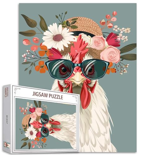 Tucocoo Hahn-Puzzles für Erwachsene, 1000 Teile, lustiges Huhn, Tier, Blumen, Kunst-Puzzle, bunt, DIY-Bastelpuzzles für Heimdekoration, Familienpuzzle, perfekt für Spieleabende, 70 x 50 cm Tucocoo Hahn-Puzzles für Erwachsene, 1000 Teile, lustiges Huhn, Tier, Blumen, Kunst-Puzzle, bunt, DIY-Bastelpuzzles für Heimdekoration, Familienpuzzle, perfekt für Spieleabende, 70 x 50 cm von Tucocoo