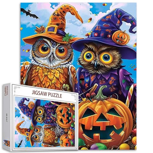 Tucocoo Halloween-Kürbis-Puzzles für Erwachsene, 1000 Teile, Zauberer-Hut, Eule, Kunststil, Malerei, 70 x 50 cm, Bunte DIY-Puzzles für Heimdekoration, Geschenke, Familienpuzzle, perfekt für Tucocoo Halloween-Kürbis-Puzzles für Erwachsene, 1000 Teile, Zauberer-Hut, Eule, Kunststil, Malerei, 70 x 50 cm, Bunte DIY-Puzzles für Heimdekoration, Geschenke, Familienpuzzle, perfekt für von Tucocoo
