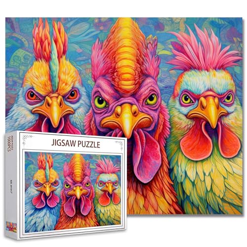 Tucocoo Hippie-Hühner-Puzzle, 1000 Teile, Puzzles für Erwachsene, abstrakte Regenbogen-Hähne, Kunst-Puzzles für anspruchsvolle Familienaktivitäten, DIY, Basteln, buntes Puzzle für Heimdekoration Tucocoo Hippie-Hühner-Puzzle, 1000 Teile, Puzzles für Erwachsene, abstrakte Regenbogen-Hähne, Kunst-Puzzles für anspruchsvolle Familienaktivitäten, DIY, Basteln, buntes Puzzle für Heimdekoration von Tucocoo