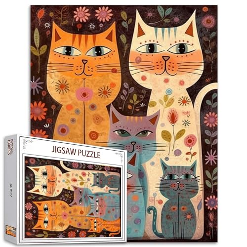 Tucocoo Katzenpuzzles für Erwachsene, 1000 Teile, abstrakte Blumen, Tiere, Kunstwerk-Puzzle, 50 x 70 cm, bunt, DIY-Puzzle, für Zuhause, Wanddekoration, Geschenke, Familienpuzzle, perfekt für Tucocoo Katzenpuzzles für Erwachsene, 1000 Teile, abstrakte Blumen, Tiere, Kunstwerk-Puzzle, 50 x 70 cm, bunt, DIY-Puzzle, für Zuhause, Wanddekoration, Geschenke, Familienpuzzle, perfekt für von Tucocoo