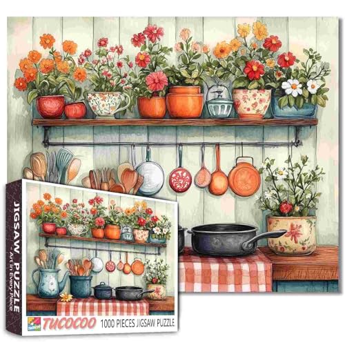 Tucocoo Kitchen Scenery Theme Painting 1000 Piece Puzzle for Adults Kitchenware Art Puzzle Lovers Retro Farm Kitchen Floral Puzzle for Adults and Family Ideal for Beginners Tucocoo Kitchen Scenery Theme Painting 1000 Piece Puzzle for Adults Kitchenware Art Puzzle Lovers Retro Farm Kitchen Floral Puzzle for Adults and Family Ideal for Beginners von Tucocoo