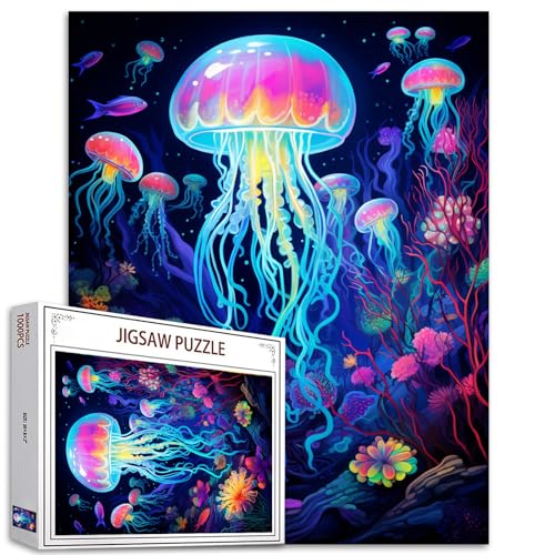 Tucocoo Leuchtende Quallen-Puzzles für Erwachsene, 1000 Teile, Meerestier-Kunst-Puzzle, bunt, DIY-Bastelpuzzles für Heimdekoration, Familienpuzzle, perfekt für Spieleabende, 70 x 50 cm Tucocoo Leuchtende Quallen-Puzzles für Erwachsene, 1000 Teile, Meerestier-Kunst-Puzzle, bunt, DIY-Bastelpuzzles für Heimdekoration, Familienpuzzle, perfekt für Spieleabende, 70 x 50 cm von Tucocoo