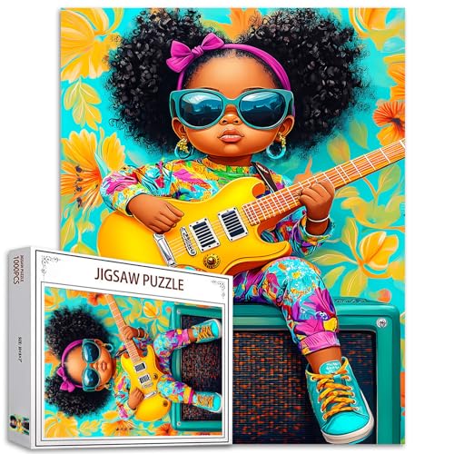 Tucocoo Little Black Girl Puzzle, 1000 Teile, Puzzles für Erwachsene, gelbe E-Gitarre, moderne Kunstpuzzles für anspruchsvolle Familienaktivitäten, buntes Bastelpuzzle für Heimdekoration, Geschenke Tucocoo Little Black Girl Puzzle, 1000 Teile, Puzzles für Erwachsene, gelbe E-Gitarre, moderne Kunstpuzzles für anspruchsvolle Familienaktivitäten, buntes Bastelpuzzle für Heimdekoration, Geschenke von Tucocoo