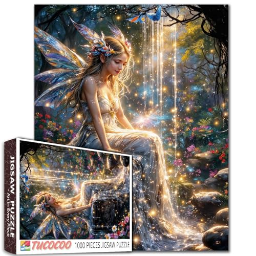 Tucocoo Magischer Feenwald 1000 Teile Puzzle für Erwachsene, Fantasy Fee sitzend am Wasserfall, skurrile verzauberte Naturszene Puzzles, DIY Spiele Herausfordernde Puzzle Geschenk für Frauen, Teenager Tucocoo Magischer Feenwald 1000 Teile Puzzle für Erwachsene, Fantasy Fee sitzend am Wasserfall, skurrile verzauberte Naturszene Puzzles, DIY Spiele Herausfordernde Puzzle Geschenk für Frauen, Teenager von Tucocoo