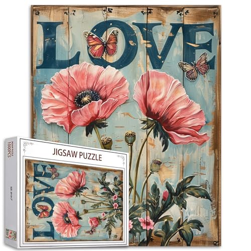 Tucocoo Mohnblumen-Puzzles für Erwachsene, 1000 Teile, Retro-Vintage-Liebeszeichen, Puzzle, Kunst, 50 x 70 cm, Bunte DIY-Puzzles für Heimdekoration, Familienpuzzle, perfekt für Spieleabende Tucocoo Mohnblumen-Puzzles für Erwachsene, 1000 Teile, Retro-Vintage-Liebeszeichen, Puzzle, Kunst, 50 x 70 cm, Bunte DIY-Puzzles für Heimdekoration, Familienpuzzle, perfekt für Spieleabende von Tucocoo