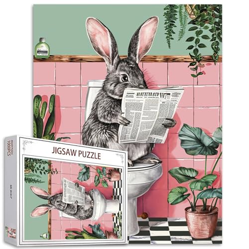 Tucocoo Niedliche Kaninchen-Zeitungspuzzles für Erwachsene, 1000 Teile, lustige Tiere, Häschen auf Toilette, Kunst, DIY, Basteln, Puzzles für Heimdekoration, Geschenke Familie herausforderndes Puzzle Tucocoo Niedliche Kaninchen-Zeitungspuzzles für Erwachsene, 1000 Teile, lustige Tiere, Häschen auf Toilette, Kunst, DIY, Basteln, Puzzles für Heimdekoration, Geschenke Familie herausforderndes Puzzle von Tucocoo