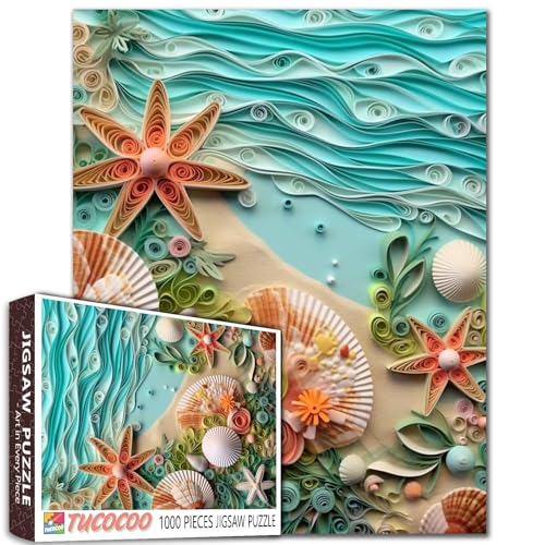 Tucocoo Ocean Beach Seashell Puzzle für Erwachsene 1000 Teile Papier Quilling Kunst Stil Puzzle mit Seestern Muscheln Wellen Küstenpuzzle Stressabbau Herausforderung Puzzles Home Decor Geschenke Tucocoo Ocean Beach Seashell Puzzle für Erwachsene 1000 Teile Papier Quilling Kunst Stil Puzzle mit Seestern Muscheln Wellen Küstenpuzzle Stressabbau Herausforderung Puzzles Home Decor Geschenke von Tucocoo