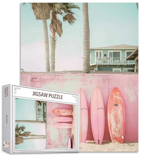 Tucocoo Pink Surfboards Jigsaw Puzzle 1000 Pieces Puzzles for Adults, Beach House Trees Seaside Art Jigsaw Puzzles for Challenging Family Activity Games 70 x 50 cm DIY Puzzle for Home Decor Gifts Tucocoo Pink Surfboards Jigsaw Puzzle 1000 Pieces Puzzles for Adults, Beach House Trees Seaside Art Jigsaw Puzzles for Challenging Family Activity Games 70 x 50 cm DIY Puzzle for Home Decor Gifts von Tucocoo