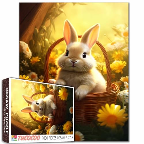 Tucocoo Puzzle 1000 Teile für Erwachsene, Hasen in einem Korb, Puzzle, herausforderndes Puzzle, perfekt für Spielabende, DIY-Wanddekoration, Kunst-Puzzles, niedliches Kaninchen mit Blumen, 68,6 x 50,8 Tucocoo Puzzle 1000 Teile für Erwachsene, Hasen in einem Korb, Puzzle, herausforderndes Puzzle, perfekt für Spielabende, DIY-Wanddekoration, Kunst-Puzzles, niedliches Kaninchen mit Blumen, 68,6 x 50,8 von Tucocoo
