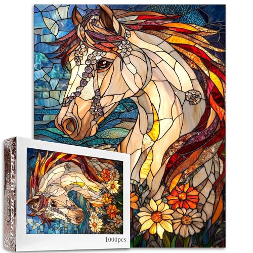 Tucocoo Puzzle 1000 Teile für Erwachsene, Pferde-Glas-Stil, Meer-Puzzle, herausforderndes Puzzle, perfekt für Spielabende, DIY-Wanddekoration, Kunst-Puzzle, Buntglas, Bauernhaus-Pferd, 68,6 x 50,8 cm Tucocoo Puzzle 1000 Teile für Erwachsene, Pferde-Glas-Stil, Meer-Puzzle, herausforderndes Puzzle, perfekt für Spielabende, DIY-Wanddekoration, Kunst-Puzzle, Buntglas, Bauernhaus-Pferd, 68,6 x 50,8 cm von Tucocoo