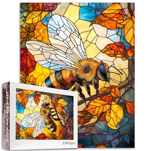 Tucocoo Puzzle 1000 Teile für Erwachsene, schöne Bienen-Glas-Stil, Hartfaser-Puzzle, herausforderndes Puzzle, perfekt für Spielabende, DIY-Wanddekoration, Kunst-Puzzle, Buntglas, Herbstbiene, 68,6 x Tucocoo Puzzle 1000 Teile für Erwachsene, schöne Bienen-Glas-Stil, Hartfaser-Puzzle, herausforderndes Puzzle, perfekt für Spielabende, DIY-Wanddekoration, Kunst-Puzzle, Buntglas, Herbstbiene, 68,6 x von Tucocoo
