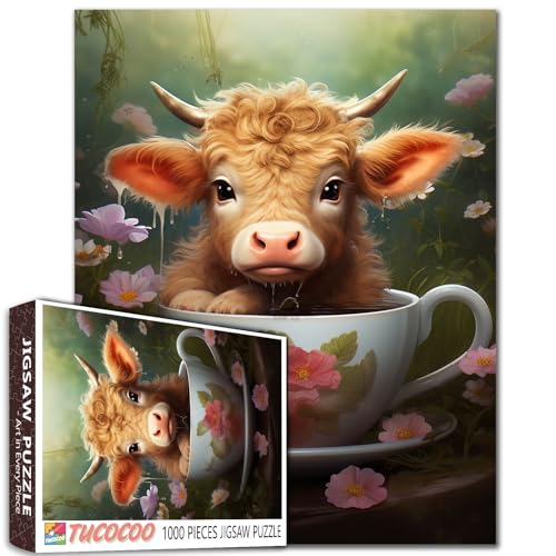 Tucocoo Puzzle 1000 Teile für Erwachsene, schöne Kuh in einer Teetasse, Hartfaserplatte, Puzzle, perfekt für Spielabende, DIY-Wanddekoration, Kunst-Puzzle, Unschuld und Charme, Herbst, 68,6 x 50,8 cm Tucocoo Puzzle 1000 Teile für Erwachsene, schöne Kuh in einer Teetasse, Hartfaserplatte, Puzzle, perfekt für Spielabende, DIY-Wanddekoration, Kunst-Puzzle, Unschuld und Charme, Herbst, 68,6 x 50,8 cm von Tucocoo