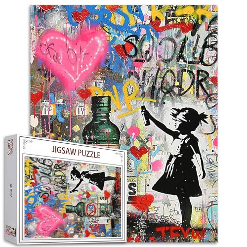 Tucocoo Puzzle im Banksy-Stil, 1000 Teile, Puzzles für Erwachsene, Graffiti-Mädchen, Straßenkunst-Puzzles für anspruchsvolle Familienaktivitäten, buntes DIY-Handarbeitspuzzle für Heimdekoration Tucocoo Puzzle im Banksy-Stil, 1000 Teile, Puzzles für Erwachsene, Graffiti-Mädchen, Straßenkunst-Puzzles für anspruchsvolle Familienaktivitäten, buntes DIY-Handarbeitspuzzle für Heimdekoration von Tucocoo