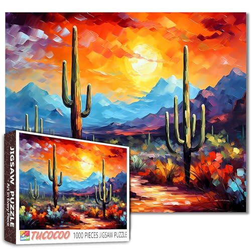 Tucocoo Saguaro Kakteen-Puzzles für Erwachsene, 1000 Teile, Arizona, Wüstenlandschaft, Kunstwerk-Puzzle, 70 x 50 cm, Bunte Puzzles für Heimdekoration, Familienpuzzle, perfekt für Spieleabende Tucocoo Saguaro Kakteen-Puzzles für Erwachsene, 1000 Teile, Arizona, Wüstenlandschaft, Kunstwerk-Puzzle, 70 x 50 cm, Bunte Puzzles für Heimdekoration, Familienpuzzle, perfekt für Spieleabende von Tucocoo