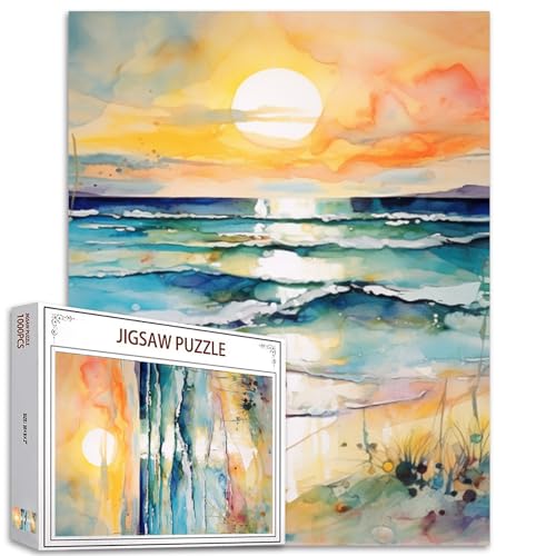 Tucocoo Sea Sunset Jigsaw Puzzle 1000 Pieces Puzzles for Adults, Beach Scenery Jigsaw Puzzles for Challenging Family Activity Games DIY Puzzle for Home Wall Decor Gifts - 20 x 27 Inches von Tucocoo