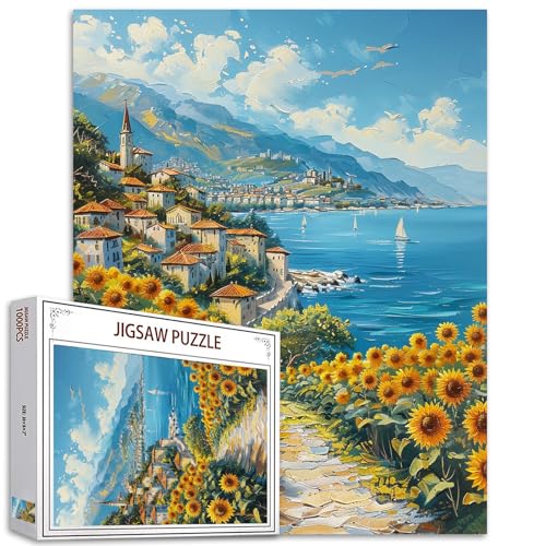 Tucocoo Sonnenblumen-Stadtlandschaft-Puzzles für Erwachsene, 1000 Teile, Ozeanlandschaft, Kunst-Puzzle, 70 x 50 cm, buntes DIY-Puzzle, Heimdekoration, Geschenke, Familienpuzzle, perfekt für Tucocoo Sonnenblumen-Stadtlandschaft-Puzzles für Erwachsene, 1000 Teile, Ozeanlandschaft, Kunst-Puzzle, 70 x 50 cm, buntes DIY-Puzzle, Heimdekoration, Geschenke, Familienpuzzle, perfekt für von Tucocoo