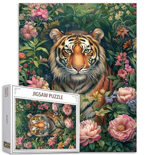 Tucocoo Tiger Floral Puzzle für Erwachsene, 1000 Teile, natürliche Wildblumen, Tierkunst-Puzzle, 70 x 50 cm, Bunte DIY-Puzzles für Heimdekoration, Familienpuzzle, perfekt für Spielabende Tucocoo Tiger Floral Puzzle für Erwachsene, 1000 Teile, natürliche Wildblumen, Tierkunst-Puzzle, 70 x 50 cm, Bunte DIY-Puzzles für Heimdekoration, Familienpuzzle, perfekt für Spielabende von Tucocoo