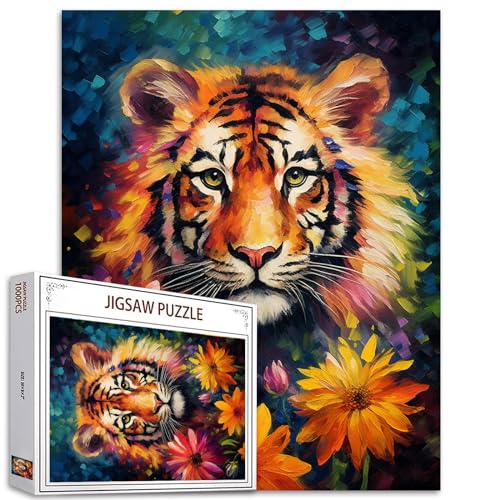 Tucocoo Tiger Portrait Jigsaw Puzzle 1000 Pieces Puzzles for Adults, Animal Sunflower Jigsaw Puzzles for Challenging Family Activity Games DIY Puzzle for Home Wall Decor Gifts - 20 x 27 Inches von Tucocoo