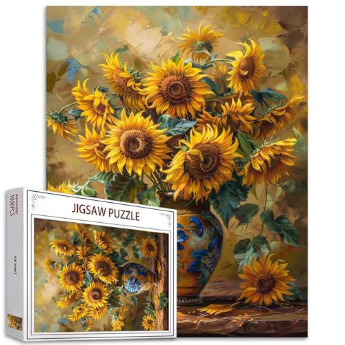 Tucocoo Vase mit Sonnenblumen, Puzzle, 1000 Teile Puzzles für Erwachsene, klassisches Stillleben, Blumen-Puzzles für anspruchsvolle Familienaktivitäten, Spiele, 70 x 50 cm, DIY-Puzzle für Tucocoo Vase mit Sonnenblumen, Puzzle, 1000 Teile Puzzles für Erwachsene, klassisches Stillleben, Blumen-Puzzles für anspruchsvolle Familienaktivitäten, Spiele, 70 x 50 cm, DIY-Puzzle für von Tucocoo