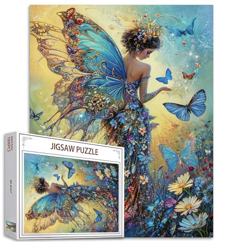 Tucocoo Wunderschönes Pixie-Feen-Puzzles für Erwachsene, 1000 Teile, Blauer Schmetterling, Elfen, Kunst-Puzzle, 50 x 70 cm, buntes DIY-Puzzles für Heimdekoration, Familienpuzzle, perfekt für Tucocoo Wunderschönes Pixie-Feen-Puzzles für Erwachsene, 1000 Teile, Blauer Schmetterling, Elfen, Kunst-Puzzle, 50 x 70 cm, buntes DIY-Puzzles für Heimdekoration, Familienpuzzle, perfekt für von Tucocoo