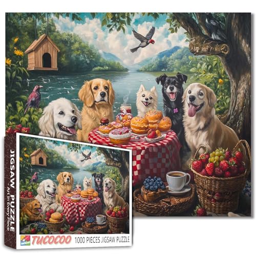 Verspieltes Hunde-Puzzle, Picknick-Abenteuer-Puzzle, 1000 Teile, Puzzle für Erwachsene, 68,6 x 50,8 cm, HD-Qualität, Puzzle-Geschenk, Familienaktivität, perfekt für Spieleabend, niedlicher Welpe Verspieltes Hunde-Puzzle, Picknick-Abenteuer-Puzzle, 1000 Teile, Puzzle für Erwachsene, 68,6 x 50,8 cm, HD-Qualität, Puzzle-Geschenk, Familienaktivität, perfekt für Spieleabend, niedlicher Welpe von Tucocoo