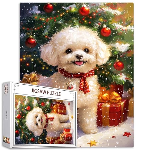 Weihnachten Bichon Frise Jigsaw Puzzle 1000 Teile Puzzles für Erwachsene Xmas Puppy Art Jigsaw Puzzles für herausfordernde Familie Aktivität Spiele bunte DIY Handarbeit Puzzle für Home Decor Geschenke Weihnachten Bichon Frise Jigsaw Puzzle 1000 Teile Puzzles für Erwachsene Xmas Puppy Art Jigsaw Puzzles für herausfordernde Familie Aktivität Spiele bunte DIY Handarbeit Puzzle für Home Decor Geschenke von Tucocoo