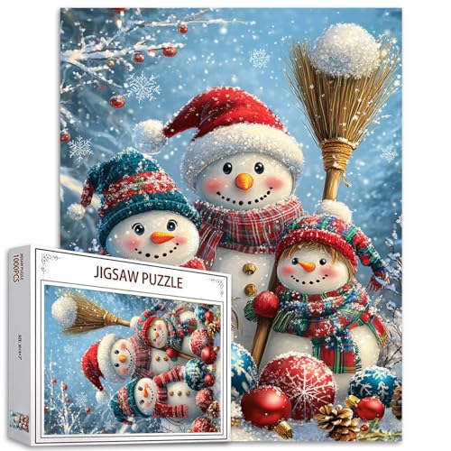 Tucocoo Weihnachten Schneemann 1000-Teile Puzzle für Erwachsene - Klassisches Jigsaw Puzzle - 19.69 x 27.56 Zoll - Karton - 6+ Jahre von Tucocoo