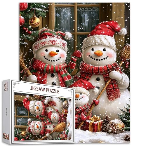 Weihnachten Thema Puzzles für Erwachsene 1000 Stück Schneemann DIY Handarbeit Puzzles Frohe Weihnachten Jigsaw Puzzles Home Decoration Einzigartige schwierig und Herausforderung große Puzzle Spiele von Tucocoo