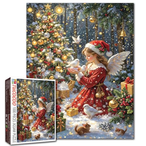 Weihnachtliches Engelstauben-Puzzle, 1000 Teile für Erwachsene, Studenten, 50,8 x 68,6 cm, Wald, Schnee, Weihnachtsbaum, Geschenkboxen, friedliche Wintertiere, Vögel, gemütlich, entspannend Weihnachtliches Engelstauben-Puzzle, 1000 Teile für Erwachsene, Studenten, 50,8 x 68,6 cm, Wald, Schnee, Weihnachtsbaum, Geschenkboxen, friedliche Wintertiere, Vögel, gemütlich, entspannend von Tucocoo
