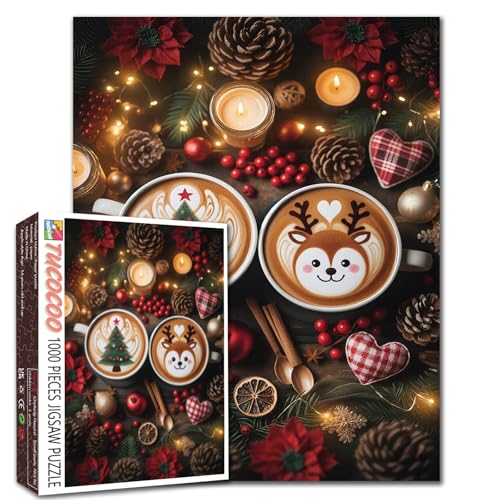 Weihnachtliches Latte-Kunst-Puzzle mit Rentierbaum, 1000-teiliges Puzzle für Erwachsene, Studenten, Urlaubskaffee-Puzzle, gemütliche Winterdekoration, festlicher Morgen, Zuhause, Aktivität Weihnachtliches Latte-Kunst-Puzzle mit Rentierbaum, 1000-teiliges Puzzle für Erwachsene, Studenten, Urlaubskaffee-Puzzle, gemütliche Winterdekoration, festlicher Morgen, Zuhause, Aktivität von Tucocoo