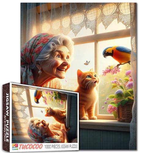 Weiß haarige alte Frau Jigsaw Puzzle 1000 Stück für Erwachsene Haustier Katze Schmetterling Papagei Fenster Intellektuelle Dekomprimieren Spaß Familienspiel Herausfordernde Familie Aktivität Spiele Weiß haarige alte Frau Jigsaw Puzzle 1000 Stück für Erwachsene Haustier Katze Schmetterling Papagei Fenster Intellektuelle Dekomprimieren Spaß Familienspiel Herausfordernde Familie Aktivität Spiele von Tucocoo