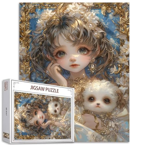 Wunderschönes Mädchenpuzzle für Erwachsene,1000 Teile,Hund und Puppe Kunstpuzzle,Bunte Lilienblumen DIY Puzzle für Heimdekoration,Geschenke,Familienpuzzle Dekoration,Perfekt für Spieleabende Wunderschönes Mädchenpuzzle für Erwachsene,1000 Teile,Hund und Puppe Kunstpuzzle,Bunte Lilienblumen DIY Puzzle für Heimdekoration,Geschenke,Familienpuzzle Dekoration,Perfekt für Spieleabende von Tucocoo