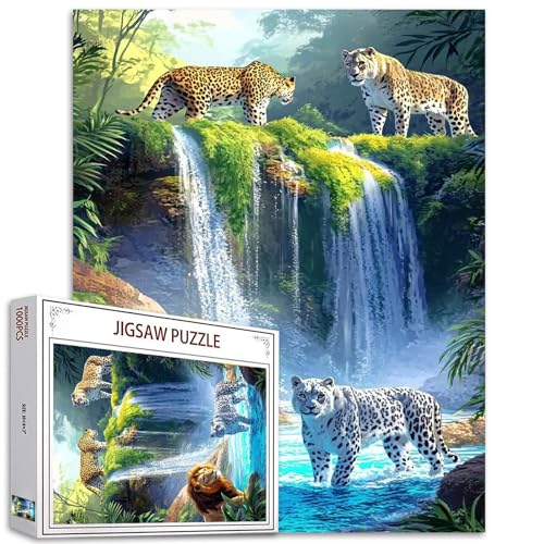 Wunderschönes Wasserfall-Puzzle, 1000 Teile für Erwachsene, tropische Regenwaldtiere, 50,8 x 68,9 cm, wilder Löwe, Schnee, Leopard, Puzzle, Kunst für majestätische Tiere, Themenpuzzle-Liebhaber Wunderschönes Wasserfall-Puzzle, 1000 Teile für Erwachsene, tropische Regenwaldtiere, 50,8 x 68,9 cm, wilder Löwe, Schnee, Leopard, Puzzle, Kunst für majestätische Tiere, Themenpuzzle-Liebhaber von Tucocoo