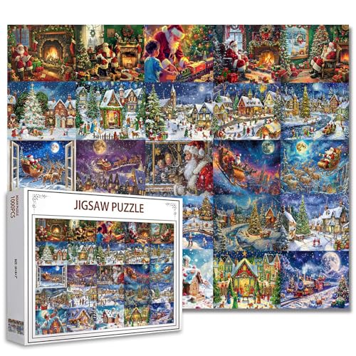 Xmas Jigsaw Puzzle 1000 Stück für Erwachsene gemischt Santa Puzzles Haus Dekorationen Bunte DIY Puzzles für Home Wall Decor Kunst Familie Puzzle perfekt für Spiel Nächte 27 x 20 Zoll von Tucocoo