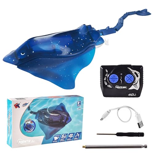 Tuehakny Neues Upgrade Fernbedienung Shark Stingray Toys, High Simulation Scale Robot Fish, 2.4G Intelligentes Wasserdichtes Spielzeug, Schwimmbad Badezimmer Tolles Geschenk RC Boot Spielzeug für von Tuehakny