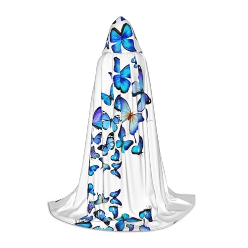 Blauer Schmetterling Kapuzenumhang für Jugendliche, Unisex Umhang Robe Kapuze Halloween Kostüm Satin Hexen Vampir Umhang Verkleidung Kinder Blauer Schmetterling Kapuzenumhang für Jugendliche, Unisex Umhang Robe Kapuze Halloween Kostüm Satin Hexen Vampir Umhang Verkleidung Kinder von Tuehbsvo