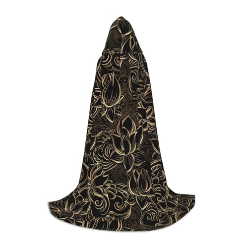 Boho Gold Lotus Blumen Kapuzenumhang für Teenager, Unisex Umhang Robe Kapuze Halloween Kostüm Satin Hexen Vampir Umhang Verkleidung Kinder Boho Gold Lotus Blumen Kapuzenumhang für Teenager, Unisex Umhang Robe Kapuze Halloween Kostüm Satin Hexen Vampir Umhang Verkleidung Kinder von Tuehbsvo