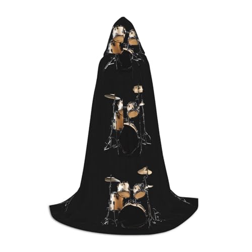 Cooles Schlagzeug-Set, Kapuzenumhang für Teenager, Unisex, Umhang mit Kapuze, Halloween-Kostüm, Satin, Hexen, Vampirumhang, Verkleidung für Kinder von Tuehbsvo
