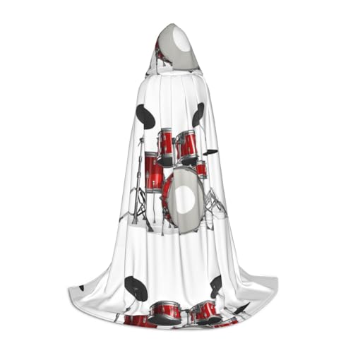 Cooles Schlagzeug-Set, Kapuzenumhang für Teenager, Unisex, Umhang mit Kapuze, Halloween-Kostüm, Satin, Hexen, Vampirumhang, Verkleidung für Kinder von Tuehbsvo