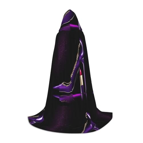 Eleganter lila High Heels mit Lippenstift Kapuzenumhang für Teenager, Unisex Umhang Robe Kapuze Halloween Kostüm Satin Hexen Vampir Umhang Verkleidung Kinder Eleganter lila High Heels mit Lippenstift Kapuzenumhang für Teenager, Unisex Umhang Robe Kapuze Halloween Kostüm Satin Hexen Vampir Umhang Verkleidung Kinder von Tuehbsvo