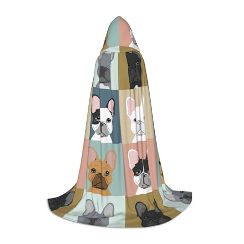Französische Bulldogge Kapuzenumhang für Teenager, Unisex, Umhang mit Kapuze, Halloween-Kostüm, Satin, Hexen, Vampirumhang, Verkleidung für Kinder Französische Bulldogge Kapuzenumhang für Teenager, Unisex, Umhang mit Kapuze, Halloween-Kostüm, Satin, Hexen, Vampirumhang, Verkleidung für Kinder von Tuehbsvo
