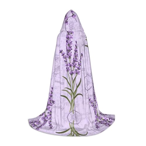Lavendel-Stempel Kapuzenumhang für Teenager, Unisex, Umhang mit Kapuze, Halloween-Kostüm, Satin, Hexen, Vampirumhang, Verkleidung für Kinder von Tuehbsvo
