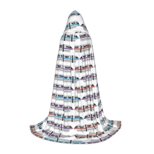 Monorail Train Hooded Cape For Teenagers, Unisex Cloak Robe Hooded Halloween Costume Satin Witches Vampire Cloak Fancy Dress Up Children von Tuehbsvo