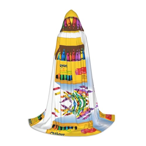 Niedlicher Buntstift-Umhang mit Kapuze für Teenager, Unisex, Umhang mit Kapuze, Halloween-Kostüm, Satin, Hexen, Vampir, Umhang für Kinder von Tuehbsvo